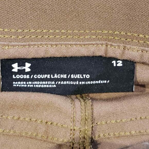 Under Armour Pants Womens Size 12 Storm Khaki Tan Cargo Straight Leg Loose - Picture 8 of 9